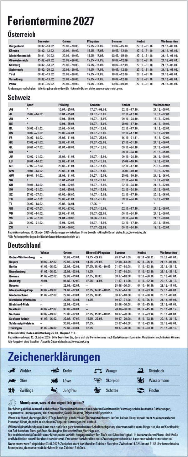 Beispielinhalt (Bild) Mond-Planer 2027