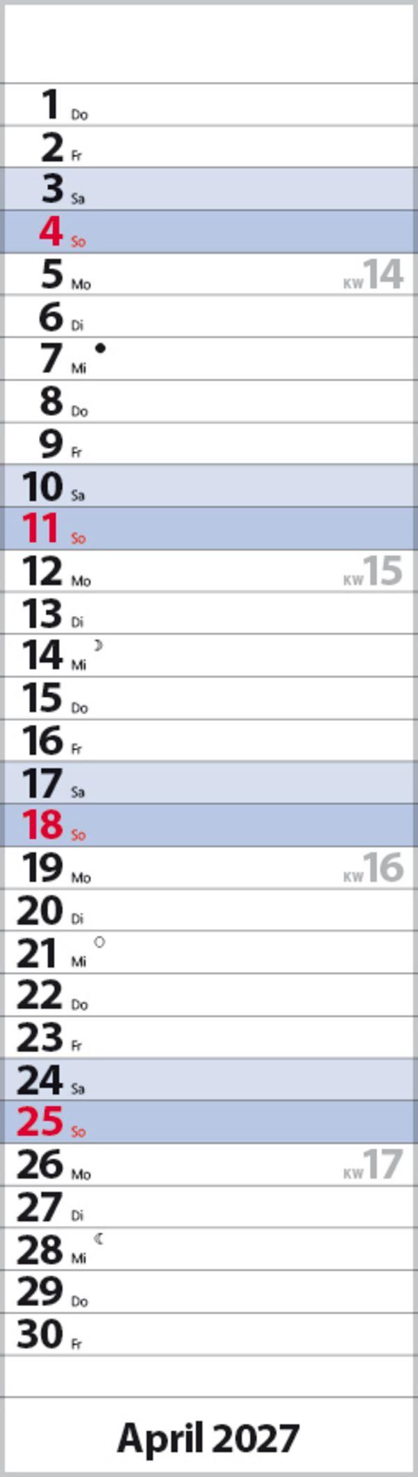 Beispielinhalt (Bild) Streifenplaner Mini Blau 2027