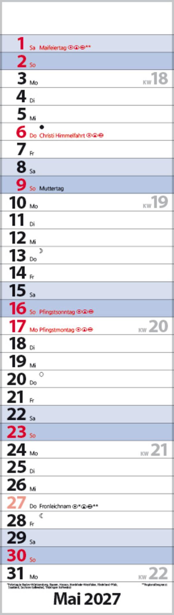 Beispielinhalt (Bild) Streifenplaner Mini Blau 2027