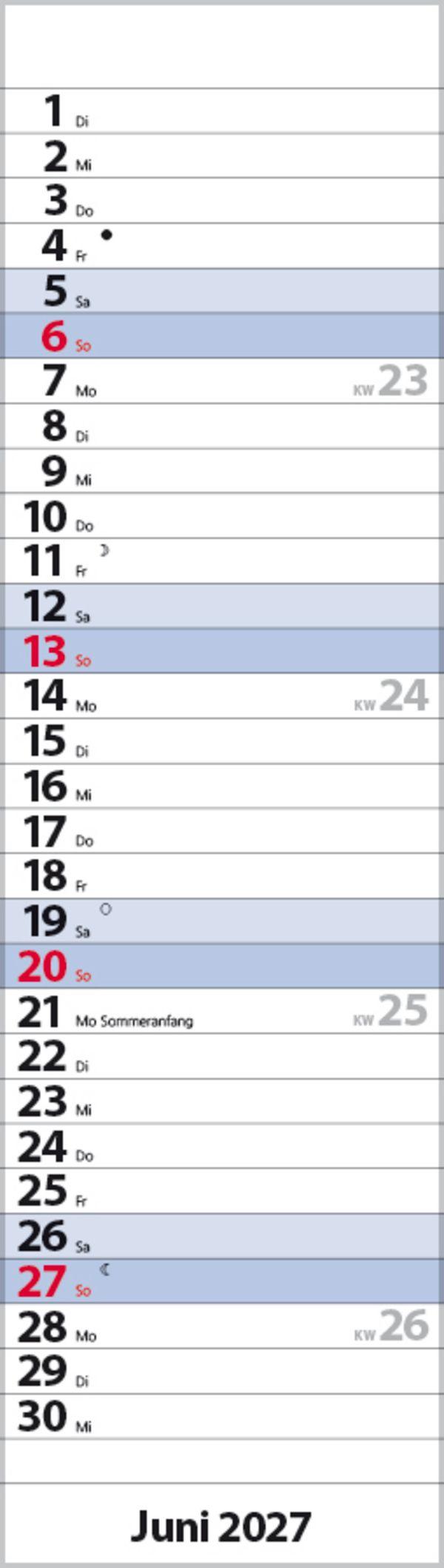 Beispielinhalt (Bild) Streifenplaner Mini Blau 2027