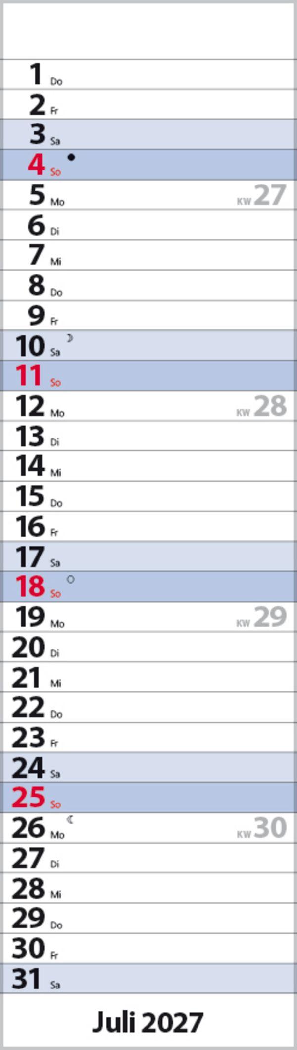 Beispielinhalt (Bild) Streifenplaner Mini Blau 2027