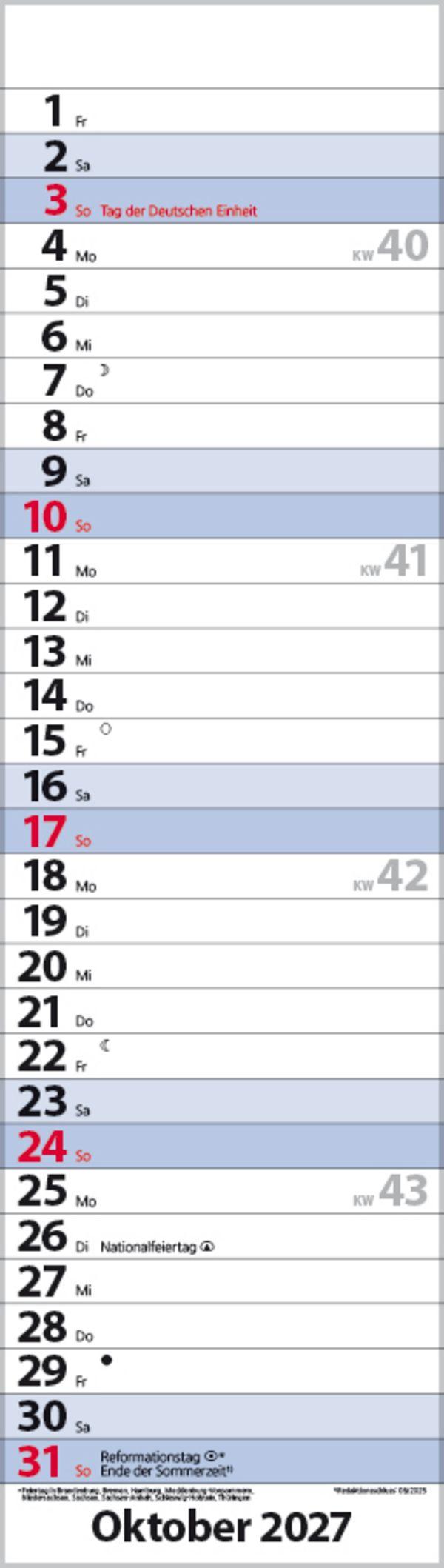 Beispielinhalt (Bild) Streifenplaner Mini Blau 2027