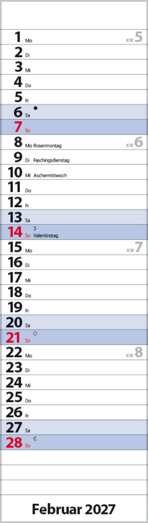 Beispielinhalt (Bild) Streifenplaner Mini Blau 2027