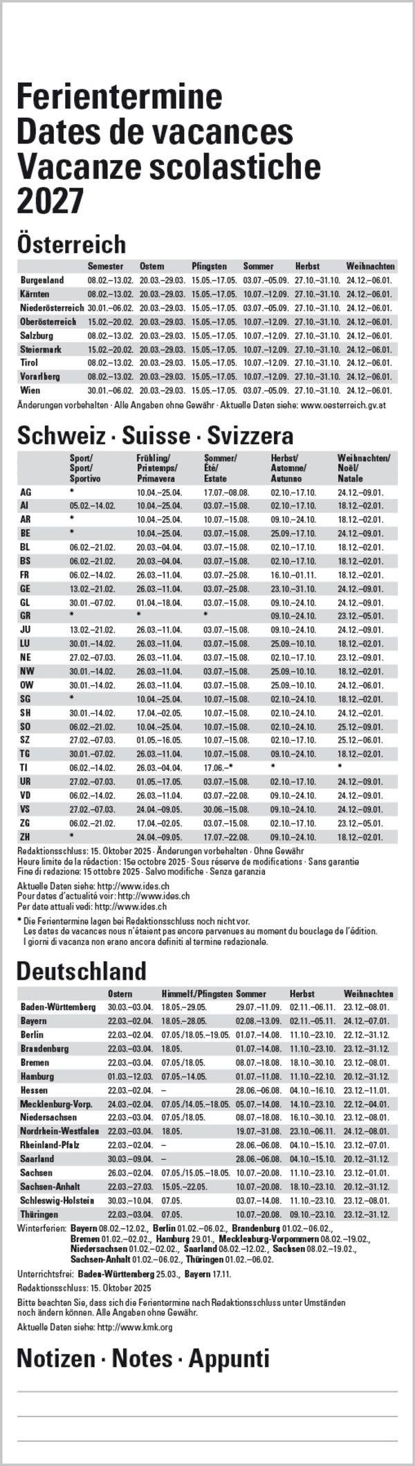 Beispielinhalt (Bild) Streifenplaner Mini Blau 2027