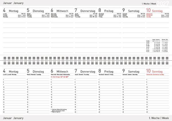 Beispielinhalt (Bild) Tischkalender quer Professional Colourlux 2027 blau