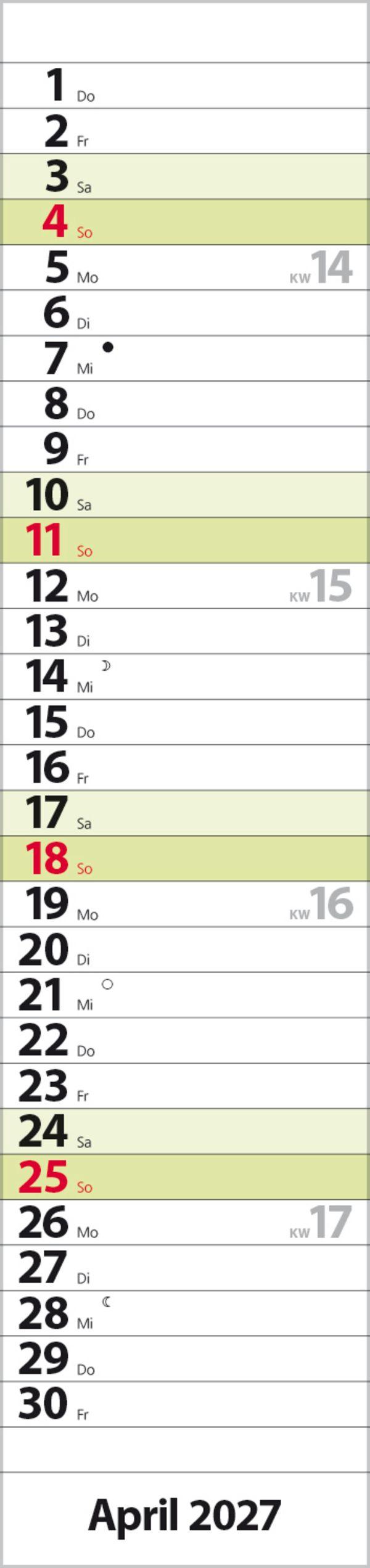 Beispielinhalt (Bild) Streifenplaner Compact Grün 2027