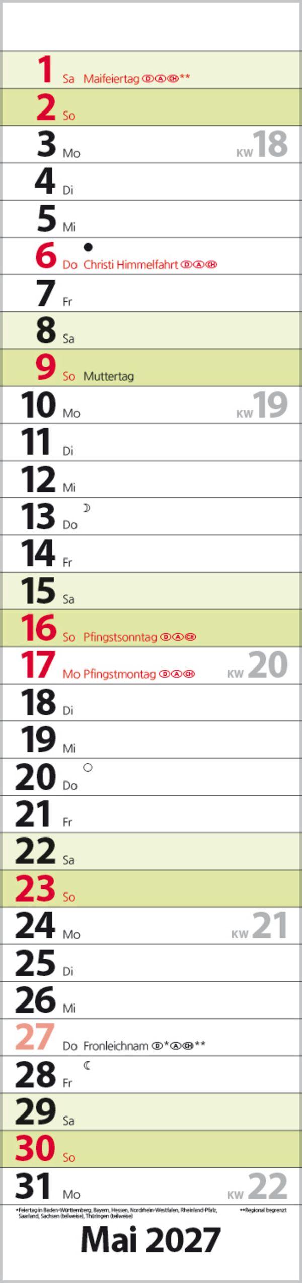 Beispielinhalt (Bild) Streifenplaner Compact Grün 2027