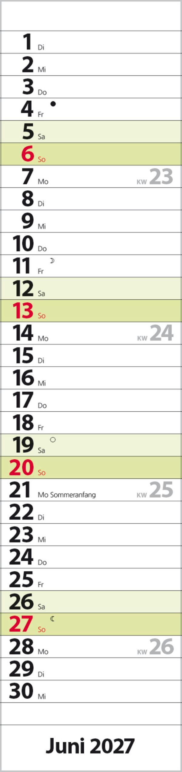 Beispielinhalt (Bild) Streifenplaner Compact Grün 2027