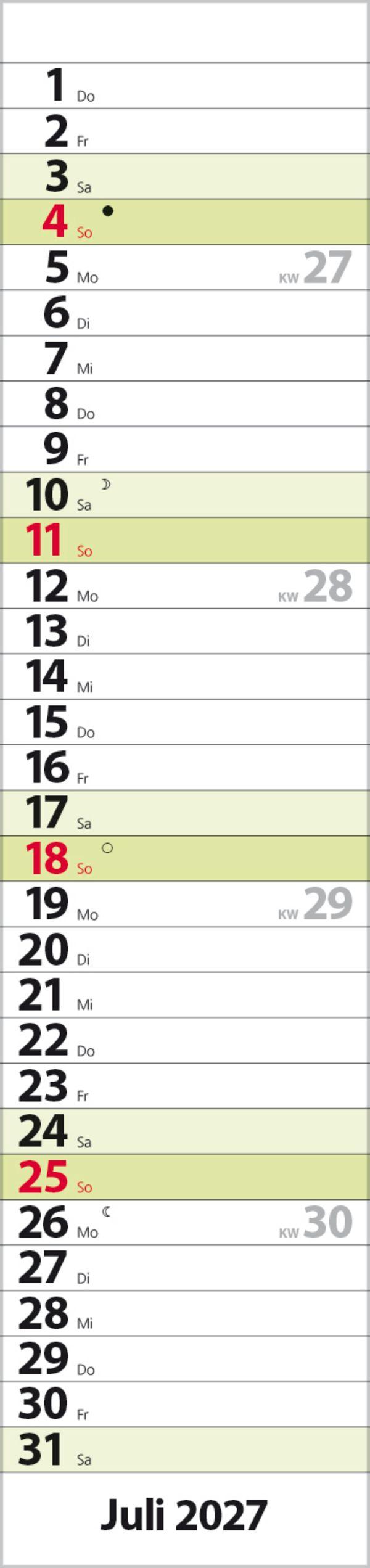 Beispielinhalt (Bild) Streifenplaner Compact Grün 2027
