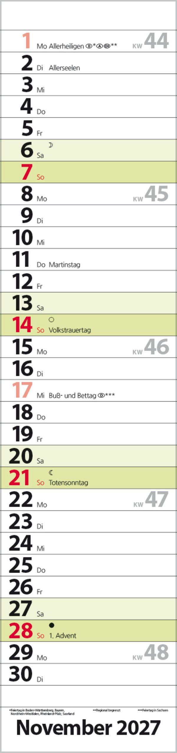 Beispielinhalt (Bild) Streifenplaner Compact Grün 2027