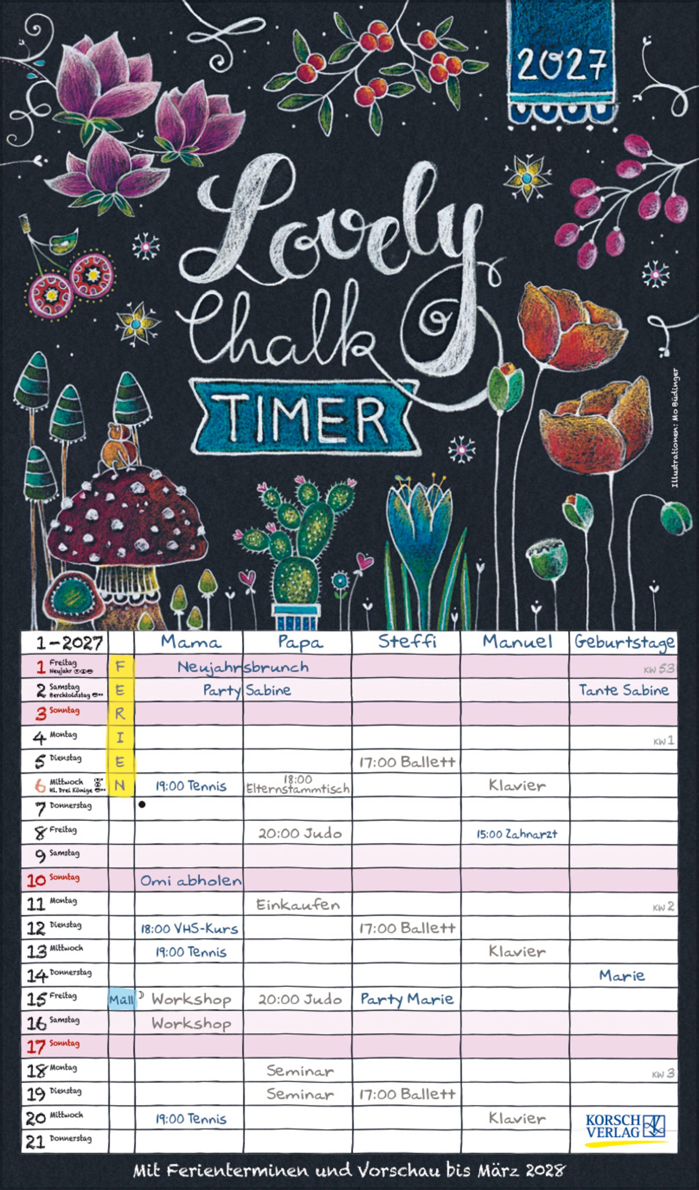 Vorderes Coverbild Lovely Chalk Timer 2027