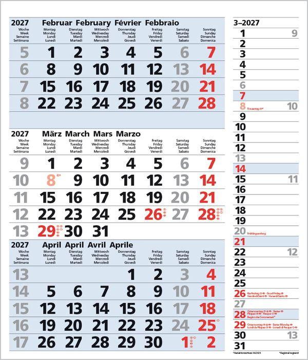 Beispielinhalt (Bild) 3-Monats-Planer Combi Blau 2027