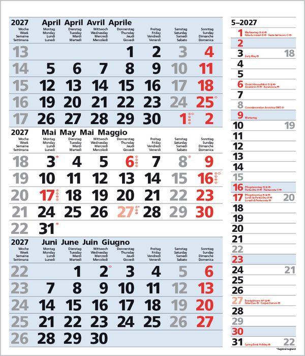 Beispielinhalt (Bild) 3-Monats-Planer Combi Blau 2027