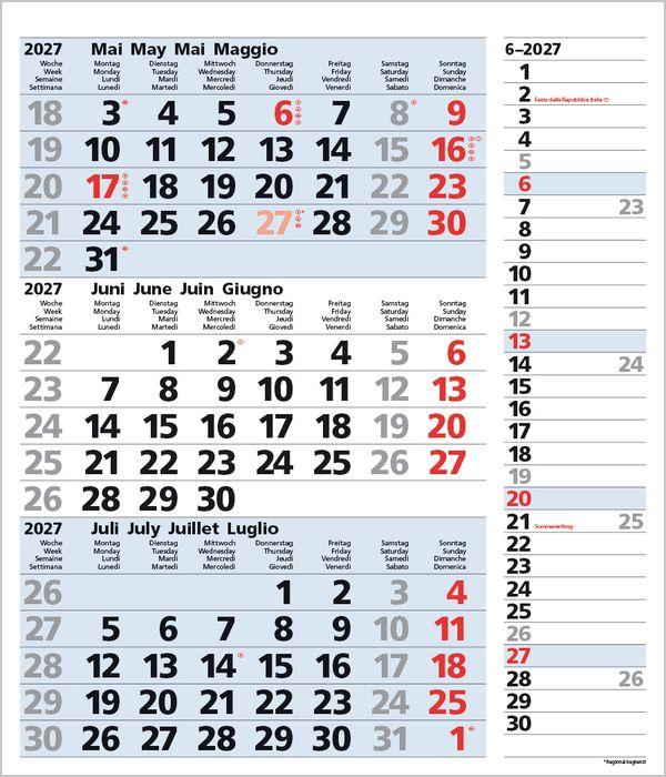 Beispielinhalt (Bild) 3-Monats-Planer Combi Blau 2027