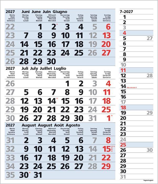 Beispielinhalt (Bild) 3-Monats-Planer Combi Blau 2027