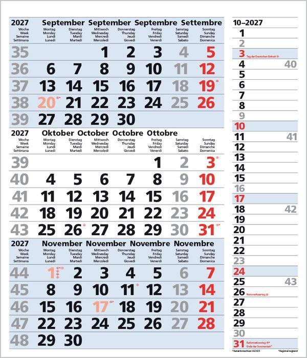 Beispielinhalt (Bild) 3-Monats-Planer Combi Blau 2027