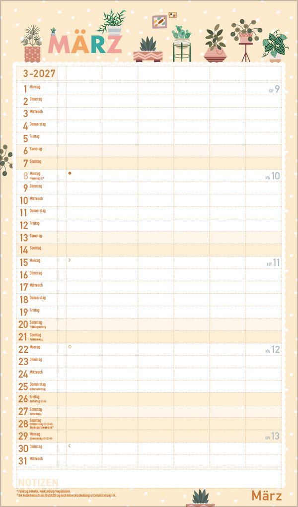 Beispielinhalt (Bild) Familienplaner Happy Plants 2027