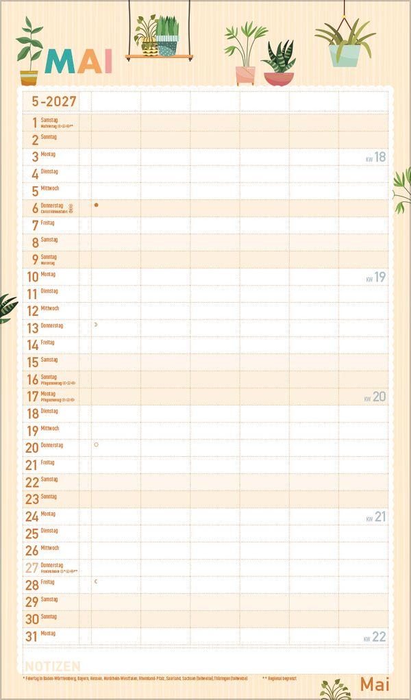 Beispielinhalt (Bild) Familienplaner Happy Plants 2027