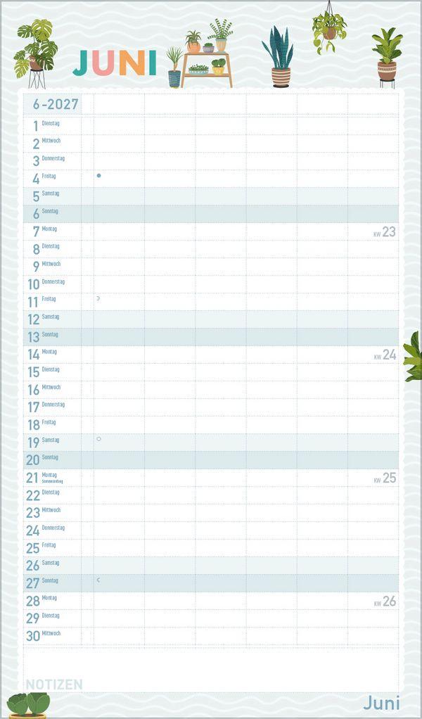 Beispielinhalt (Bild) Familienplaner Happy Plants 2027