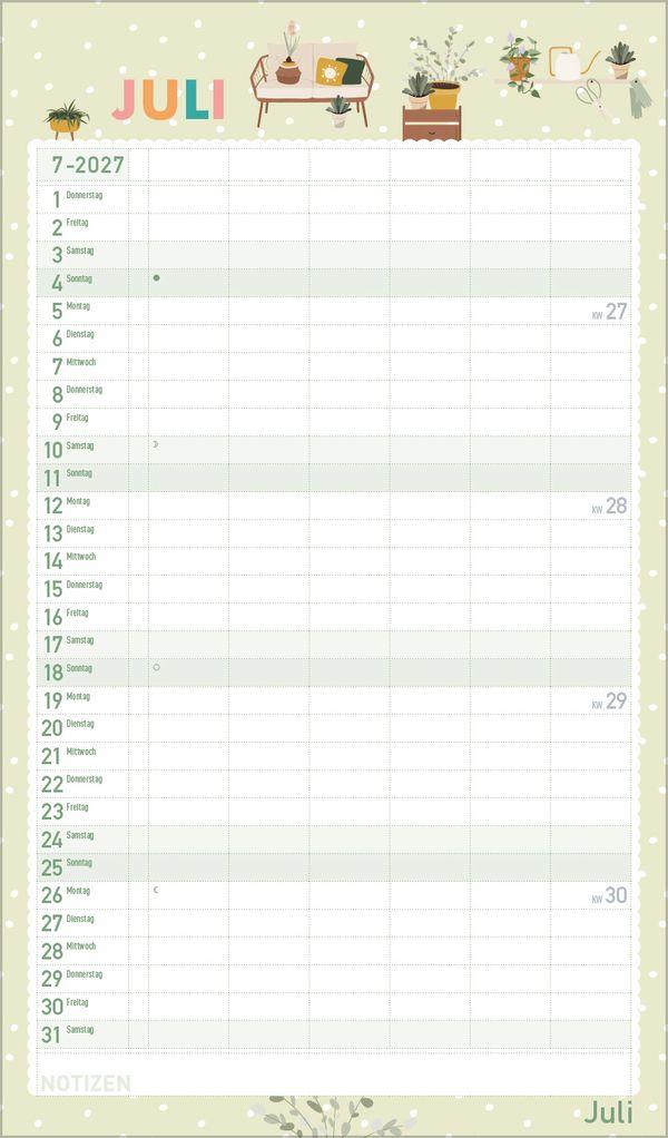 Beispielinhalt (Bild) Familienplaner Happy Plants 2027