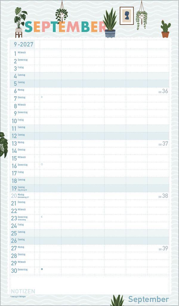 Beispielinhalt (Bild) Familienplaner Happy Plants 2027