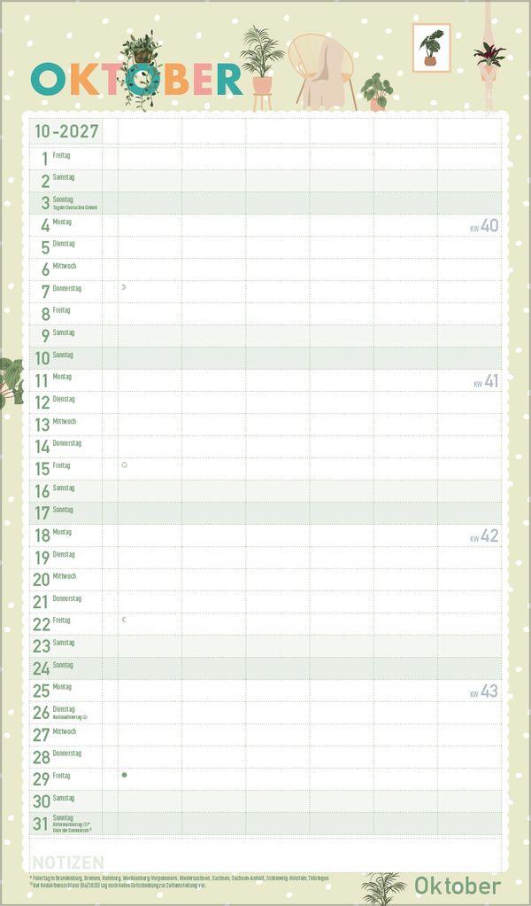 Beispielinhalt (Bild) Familienplaner Happy Plants 2027