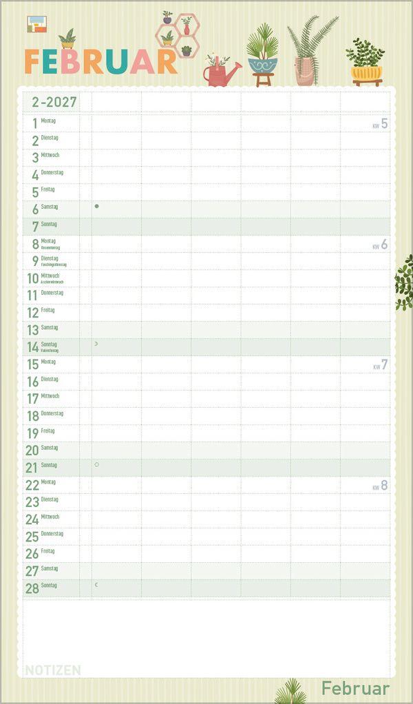 Beispielinhalt (Bild) Familienplaner Happy Plants 2027