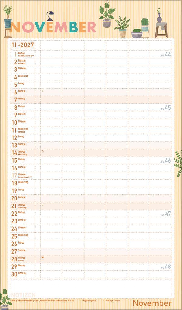 Beispielinhalt (Bild) Familienplaner Happy Plants 2027