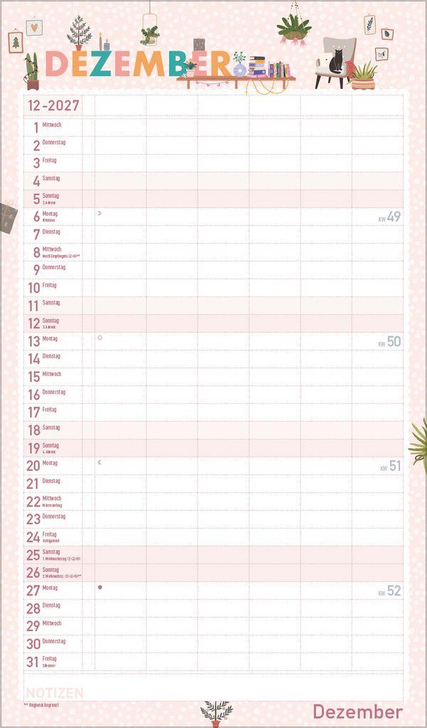 Beispielinhalt (Bild) Familienplaner Happy Plants 2027