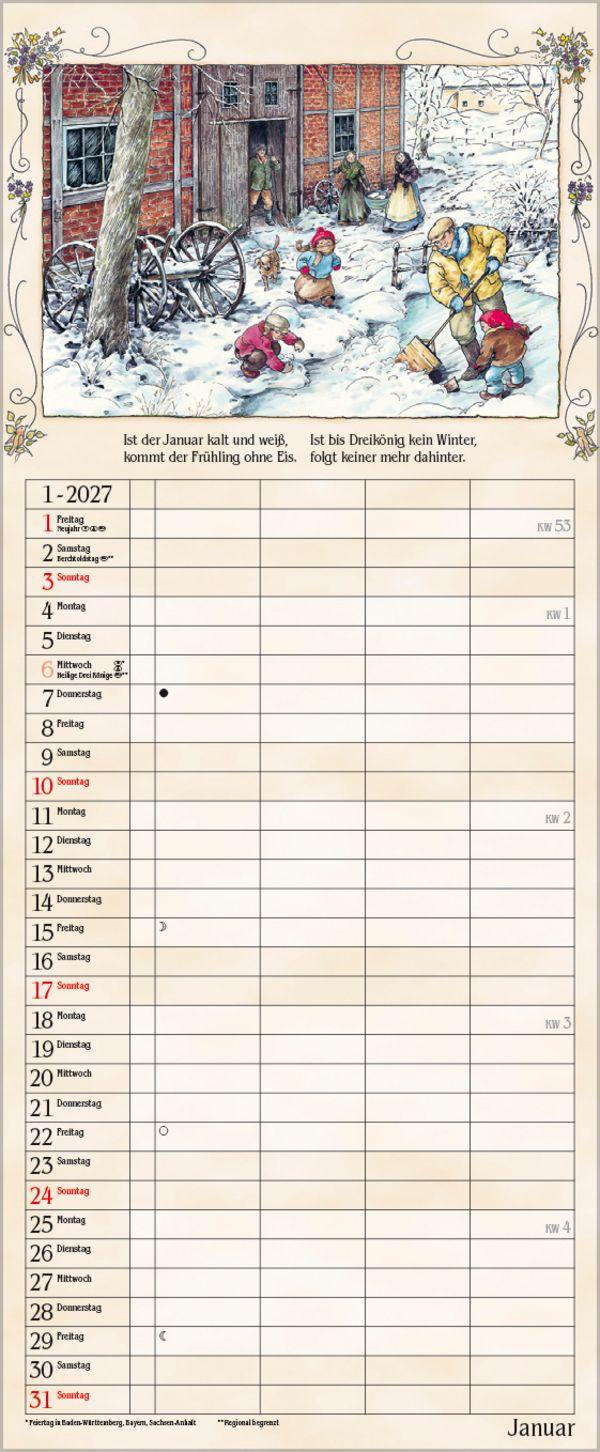 Beispielinhalt (Bild) Bauernkalender 2027