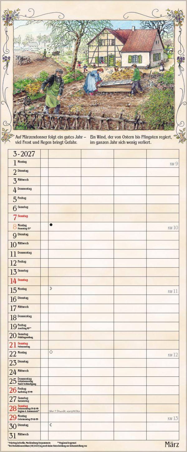 Beispielinhalt (Bild) Bauernkalender 2027