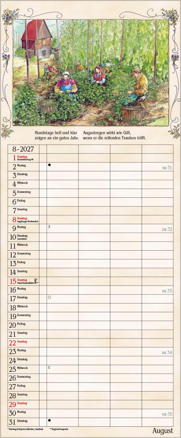 Beispielinhalt (Bild) Bauernkalender 2027