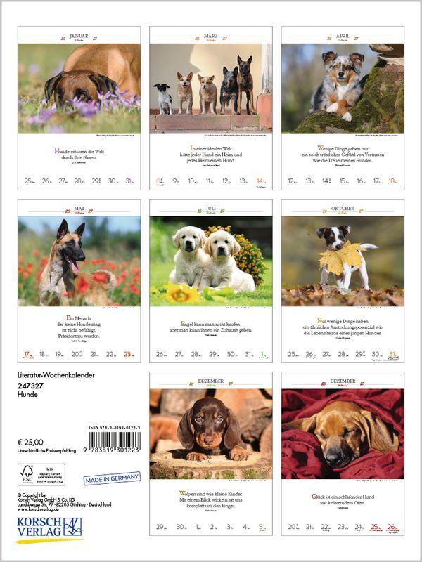 Beispielinhalt (Bild) Literaturkalender Hunde 2027