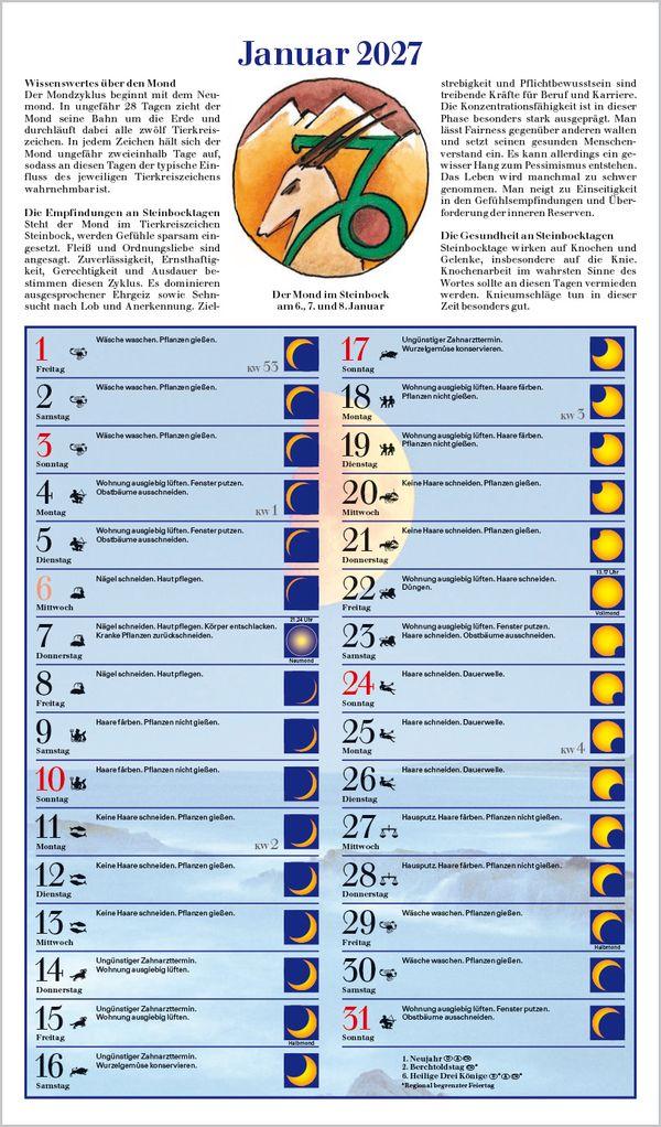 Beispielinhalt (Bild) Mit dem Mond im Rhythmus 2027