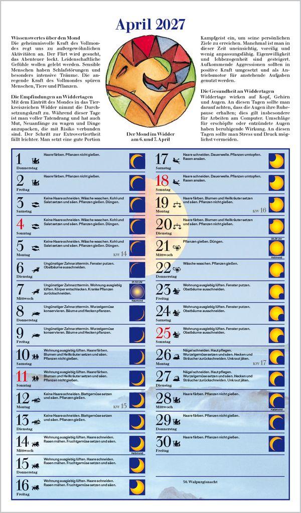 Beispielinhalt (Bild) Mit dem Mond im Rhythmus 2027