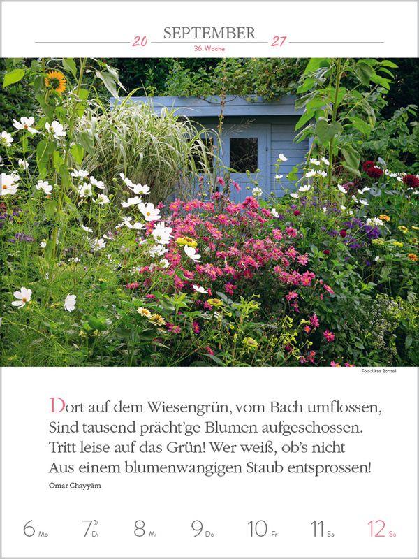 Beispielinhalt (Bild) Literaturkalender Gartenlust 2027