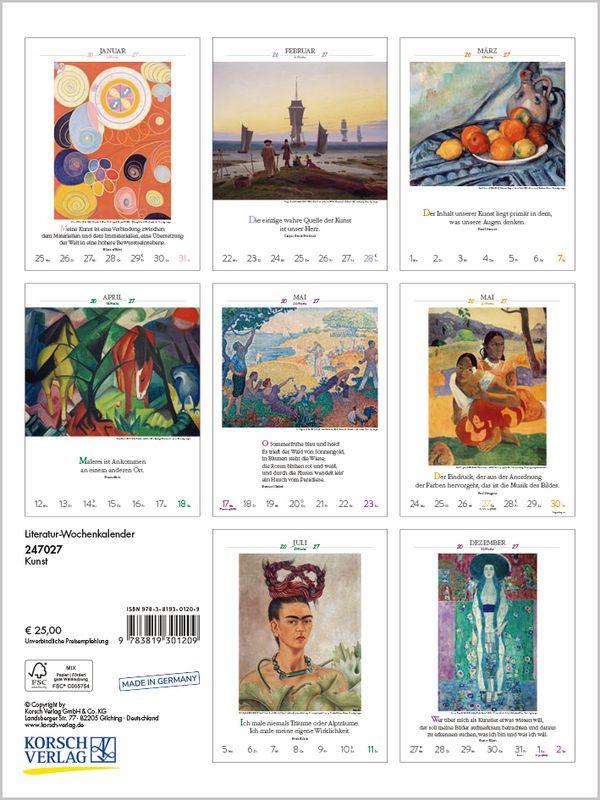 Beispielinhalt (Bild) Literaturkalender Kunst 2027