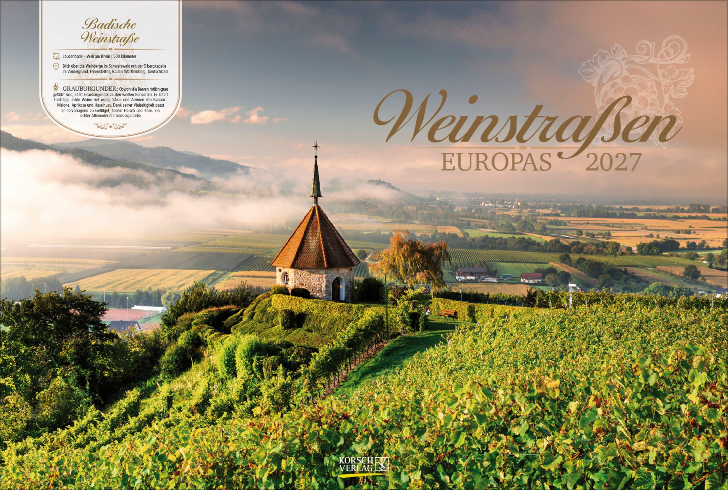 Vorderes Coverbild Weinstraßen Europas 2027