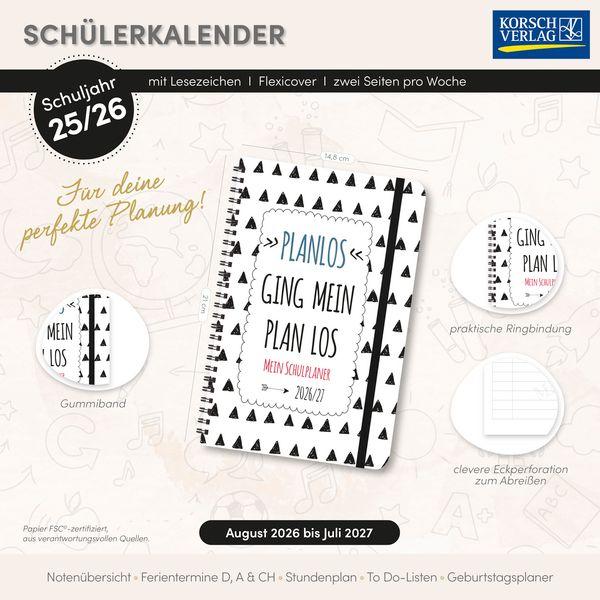 Beispielinhalt (Bild) Schülerkalender Planlos 2026/2027