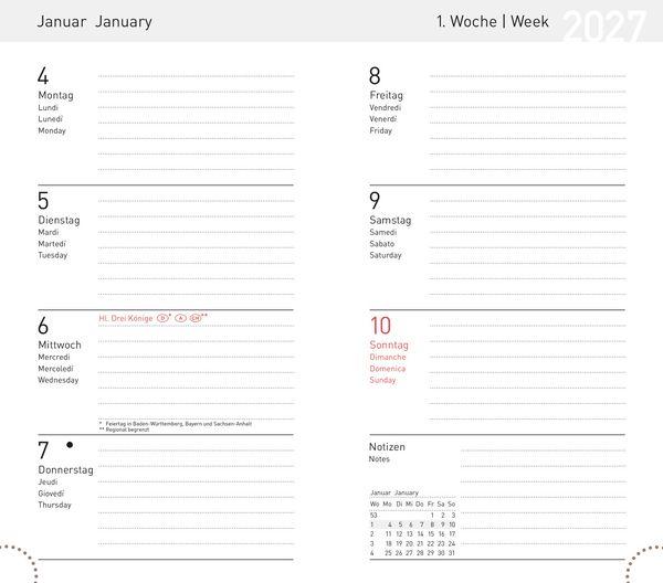 Beispielinhalt (Bild) Taschenkalender Modus XL geheftet PVC schwarz 2027