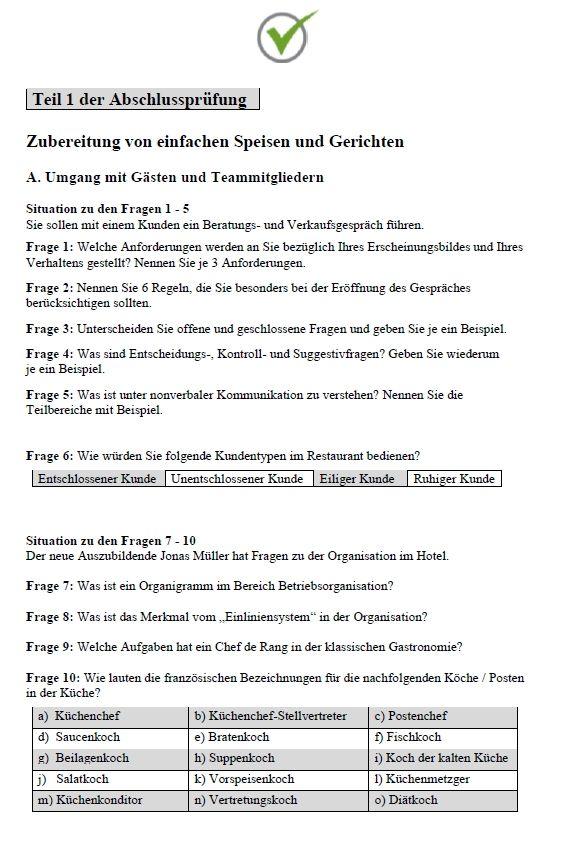 Beispielinhalt (Bild) Top Prüfung Koch / Köchin - 450 Übungsaufgaben für die Abschlussprüfung