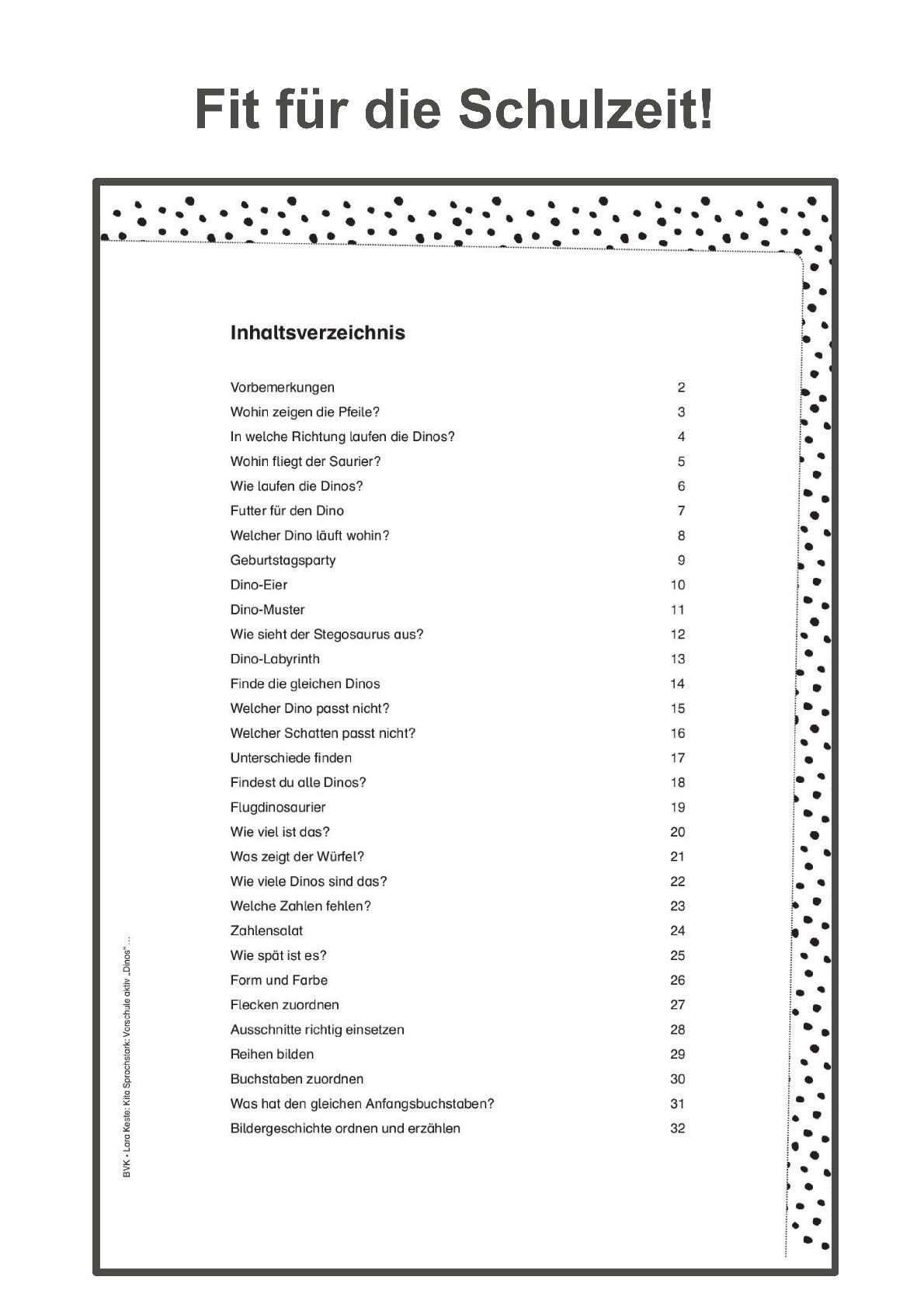 Beispielinhalt (Bild) Kita Sprachstark: Vorschule aktiv Dinos