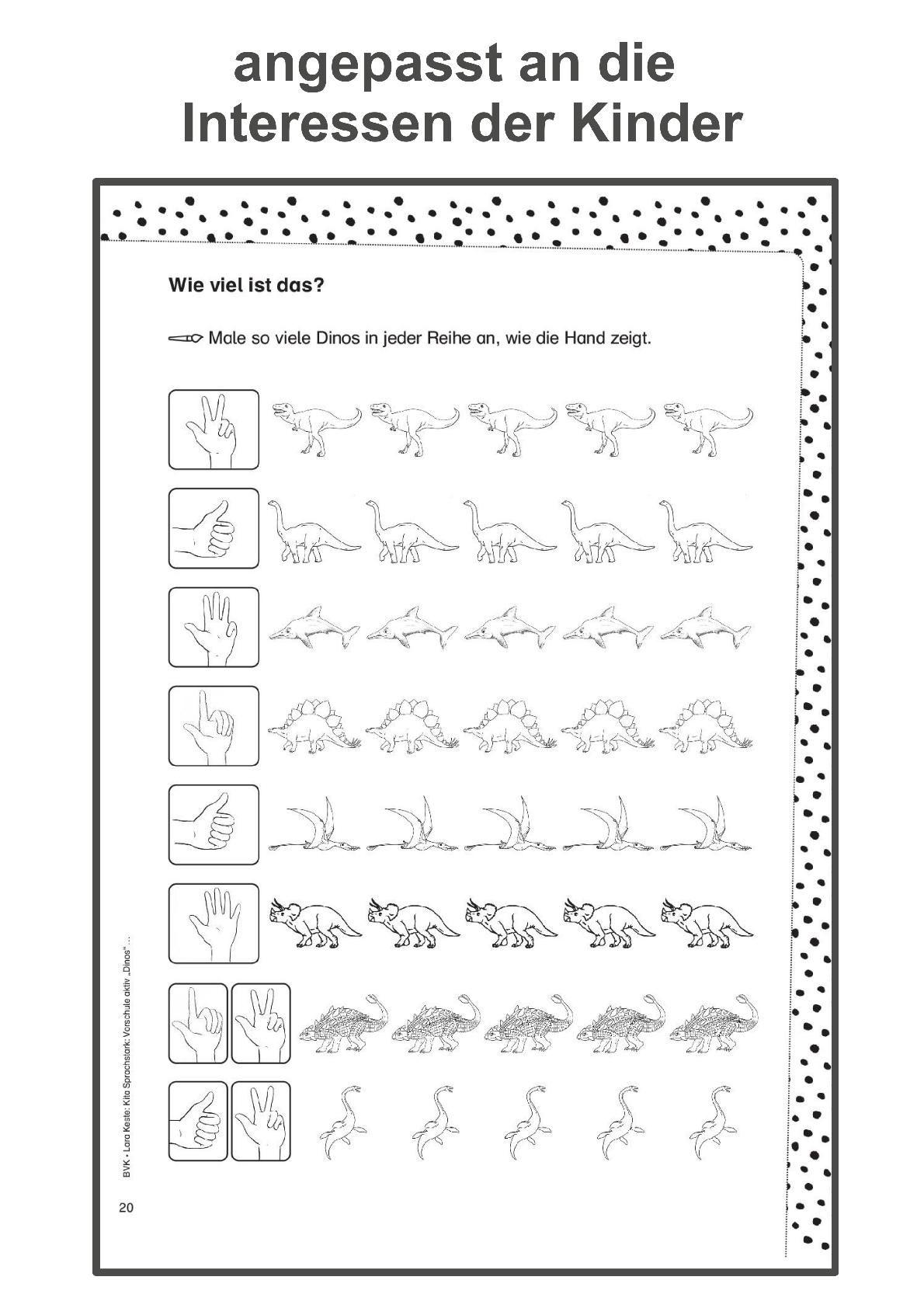Beispielinhalt (Bild) Kita Sprachstark: Vorschule aktiv Dinos