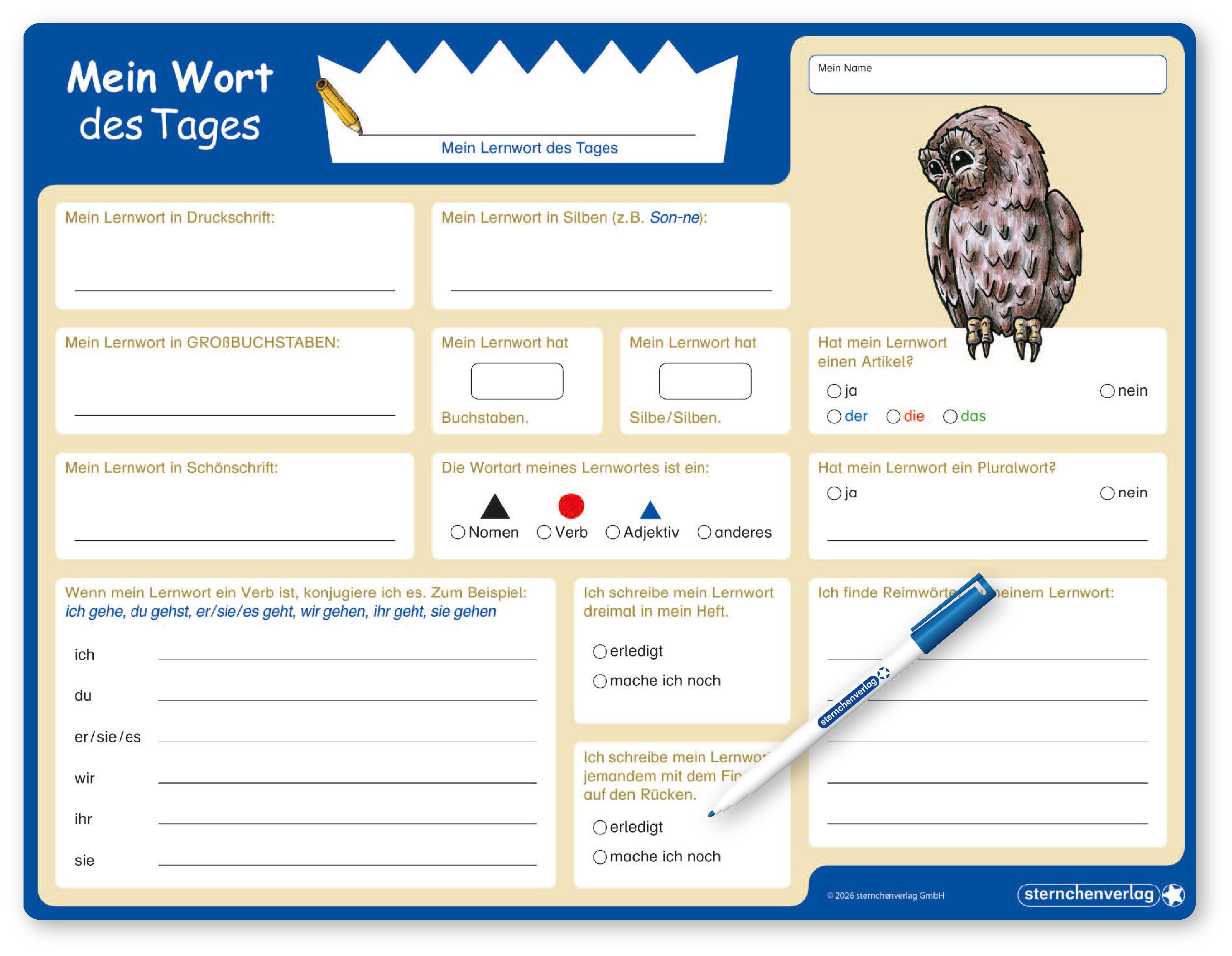 Vorderes Coverbild Mein Wort des Tages - Lerntafel mit Stift