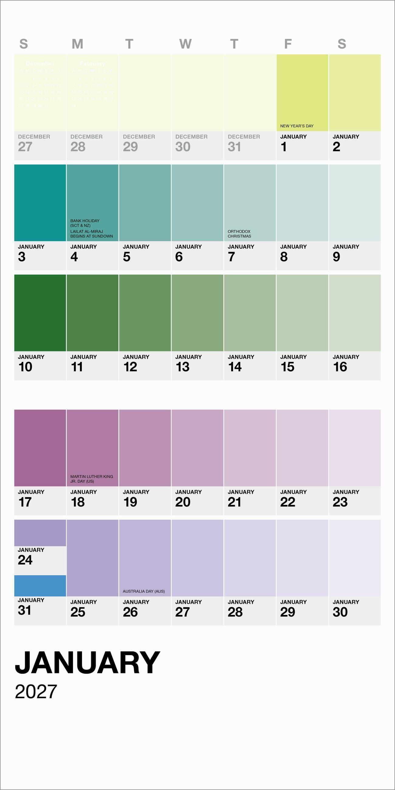Beispielinhalt (Bild) Pantone(tm) Mini Wall Calendar 2027