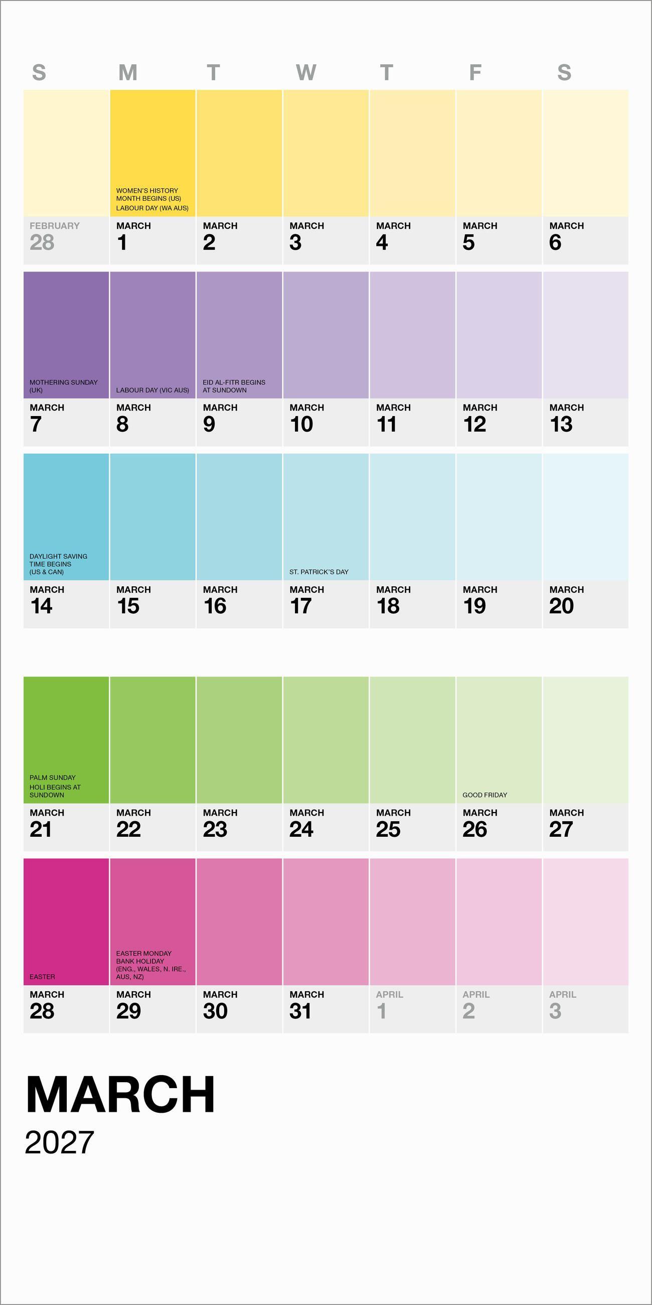 Beispielinhalt (Bild) Pantone(tm) Mini Wall Calendar 2027