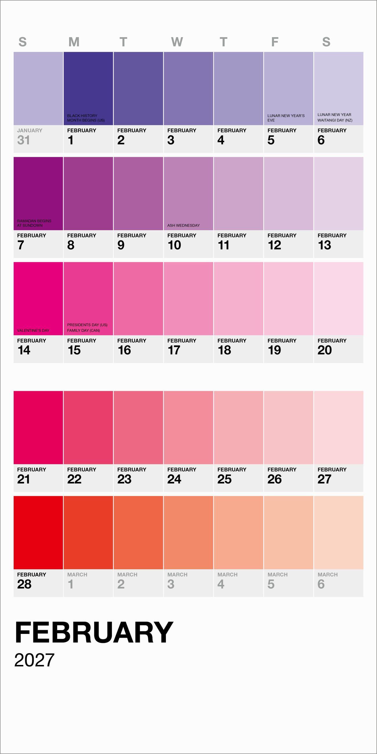 Beispielinhalt (Bild) Pantone(tm) Mini Wall Calendar 2027