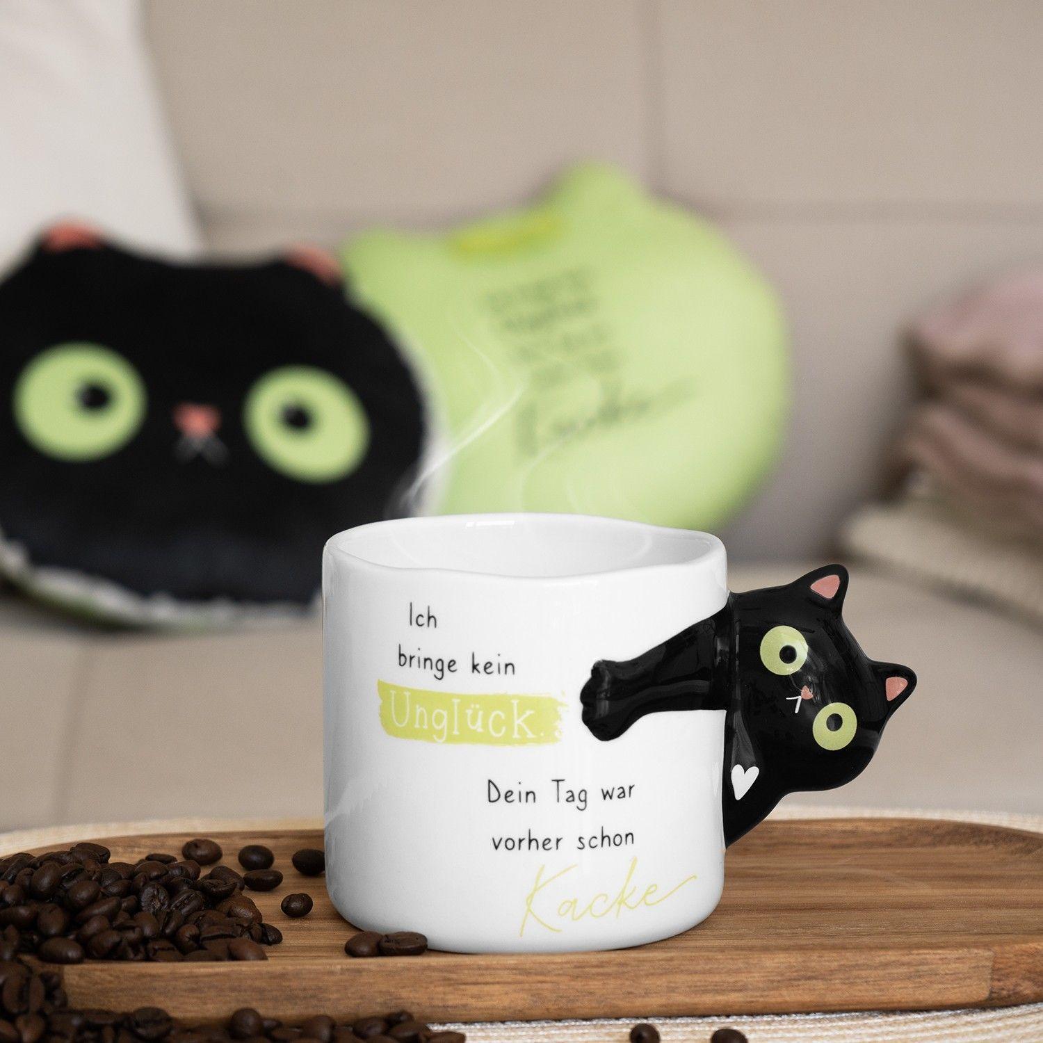 Beispielinhalt (Bild) Figürliche Tasse Katze "Ich bringe kein Unglück..."
