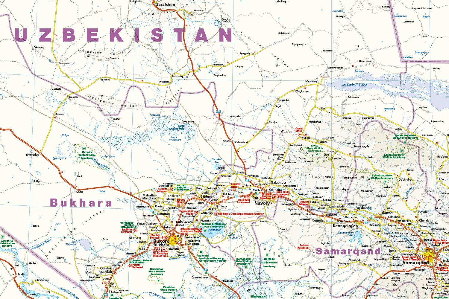 Beispielinhalt (Bild) Reise Know-How Landkarte Usbekistan / Uzbekistan (1:1.000.000)