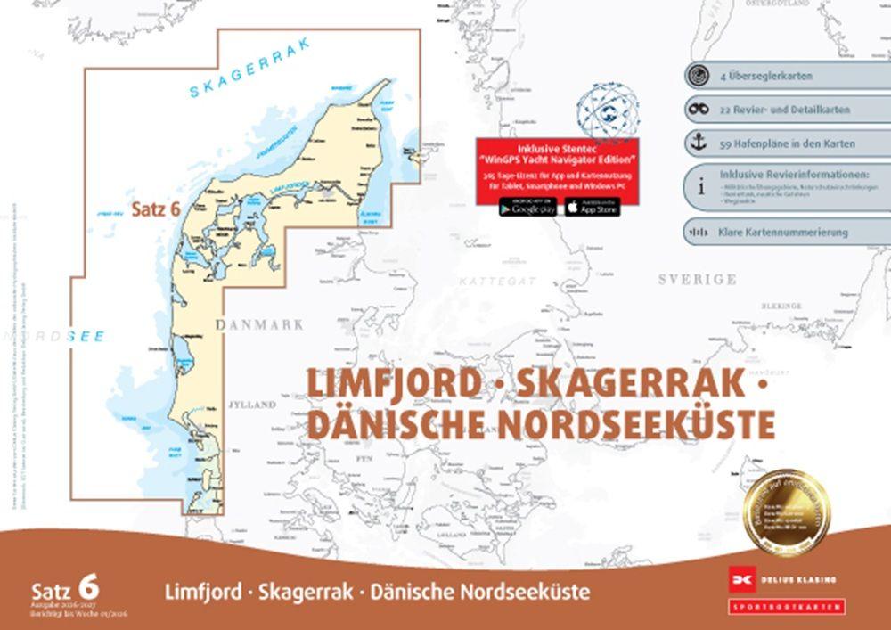 Vorderes Coverbild Sportbootkarten Satz 6: Limfjord - Skagerrak - Dänische Nordseeküste (Ausgabe 2026/2027)